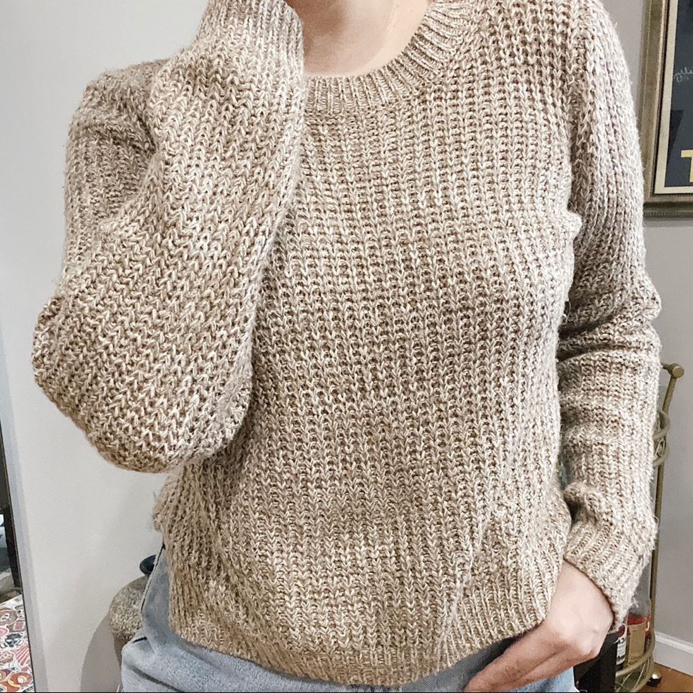 Papaya Crewneck Tan Knit Sweater